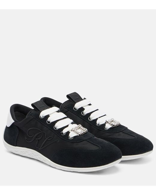 Roger Vivier Black Sneakers Viv Low Aus Satin Mit Veloursleder