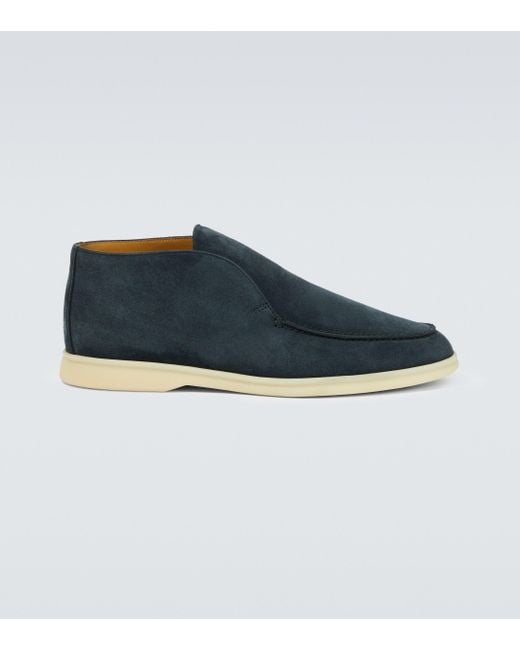Loro Piana Blue Open Walk Suede Ankle Boots for men