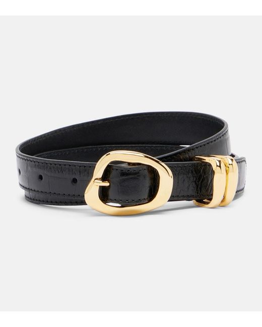 Amanu Black Tugela Croc-Effect Leather Belt