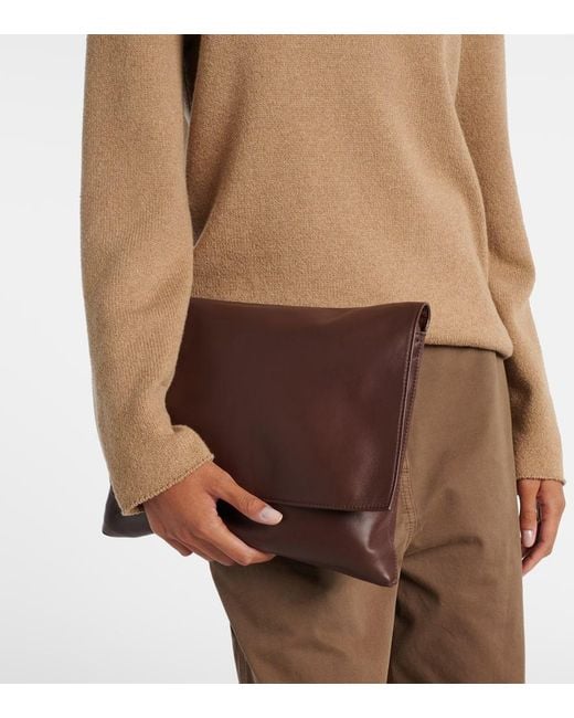 The Row Brown Nan Leather Shoulder Bag