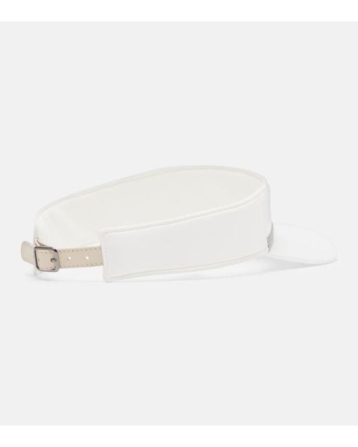 Brunello Cucinelli Natural Monili Leather-Trimmed Visor