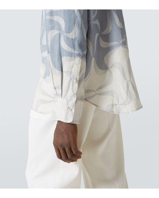 Commas Blue Mantra Printed Linen Shirt for men