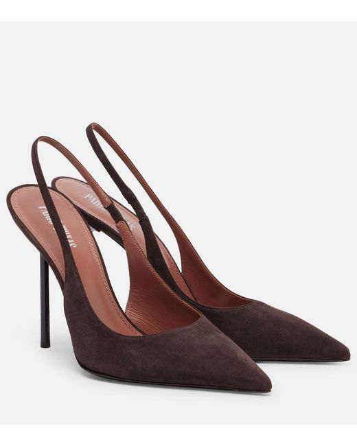 Paris Texas Brown Lidia 105 Suede Slingback Pumps