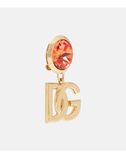 Dolce & Gabbana Pink Dg Embellished Clip-On Earrings