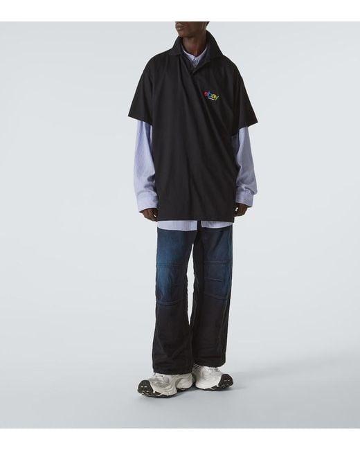 Balenciaga Blue Flowing Pinstripe Oversized Shirt for men