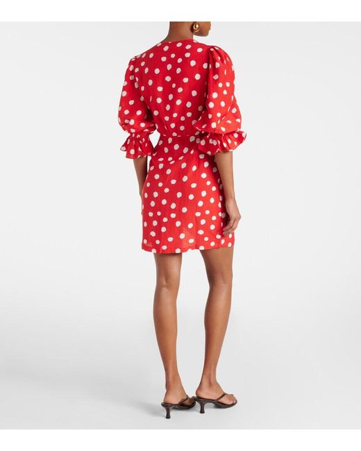 Adriana Degreas Red Polka-Dot Ruffled Minidress