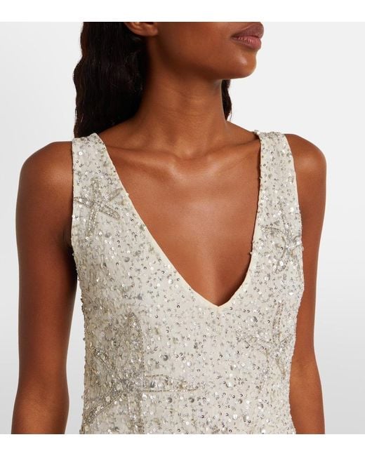 Rixo Natural Christabel Embellished Minidress