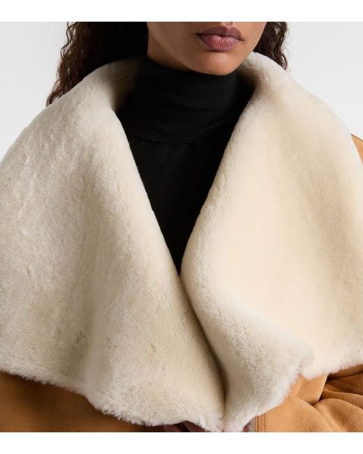 Totême  Natural Shearling-Trimmed Suede Coat