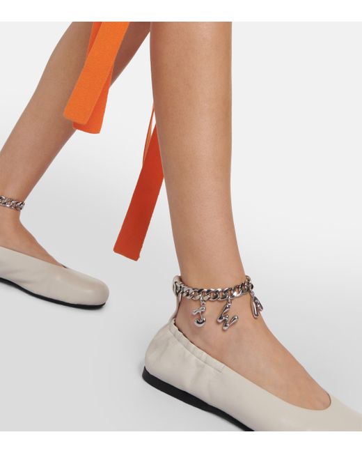JW Anderson Embellished Leather Ballet Flats in White | Lyst Canada