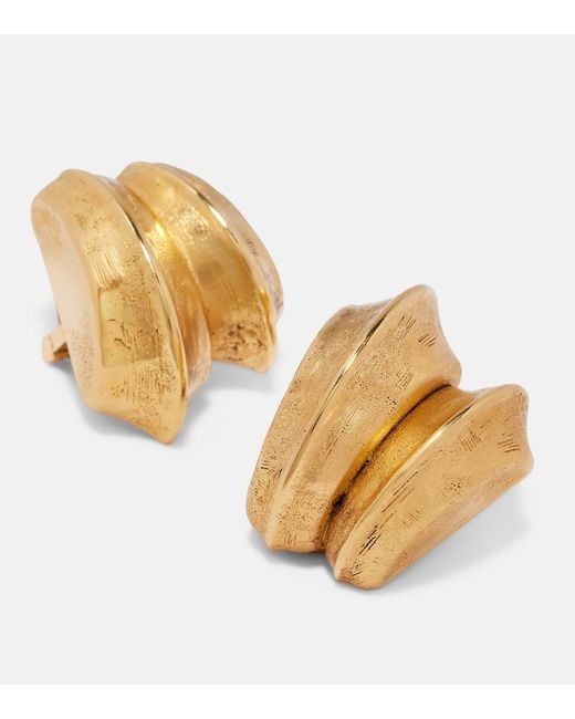 Saint Laurent White Double Blade Clip-On Earrings