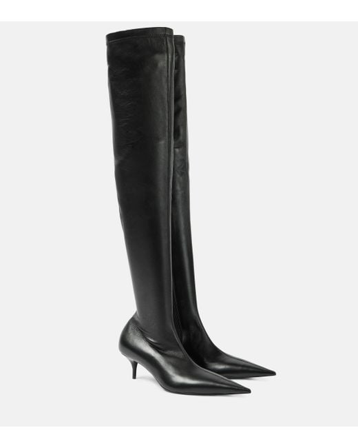 Balenciaga Black Avenue Leather Over-the-knee Boots