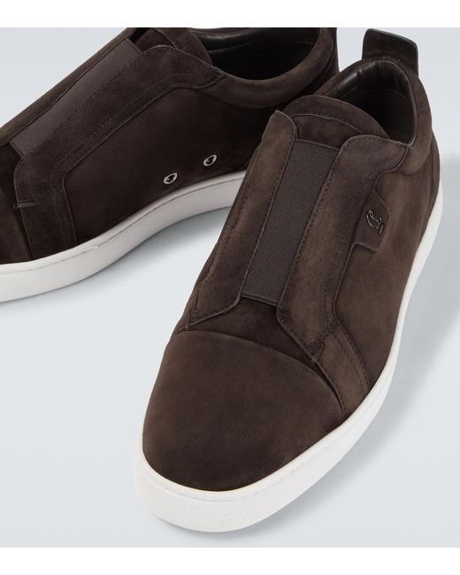 Christian Louboutin Brown St Louis Suede Slip-On Sneakers for men