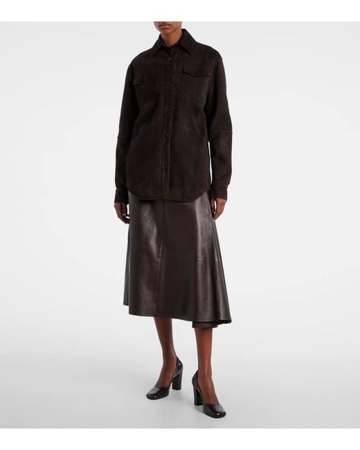 The Row Brown Hemdjacke Gwena Aus Veloursleder