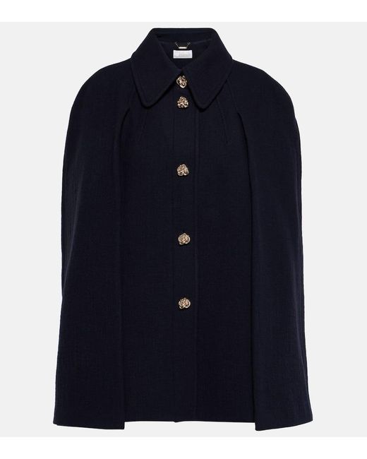 Cappotto in lana vergine con mantella di Chloé in Blue