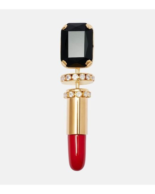 Balmain White Brosche Lipstick Mit Kristallen