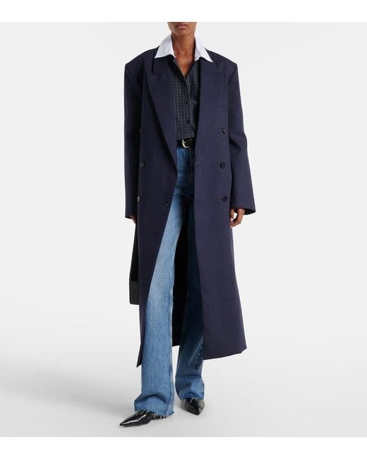 Frankie Shop Blue Jane Virgin Wool Coat