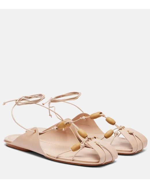 Sandales En Cuir A Perles Farm Rio en coloris Pink