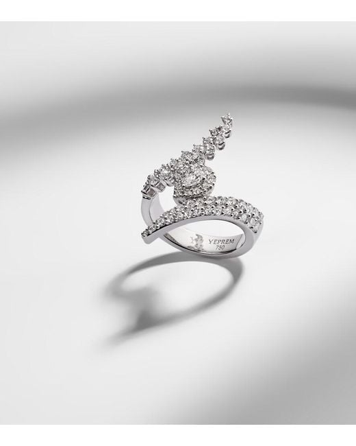 YEPREM White Y-Not 18Kt Ring With Diamonds
