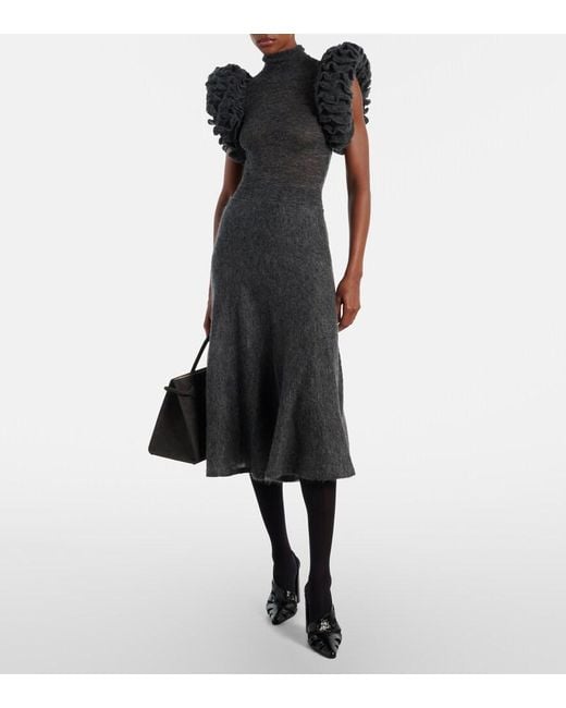 Alaïa Gray Ruffled Mohair And Wool-Blend Bodysuit