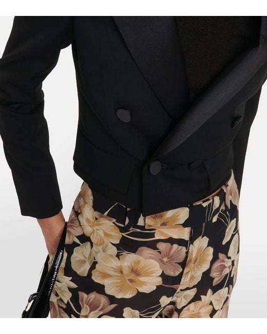 Saint Laurent Black Cropped Tuxedo Jacket