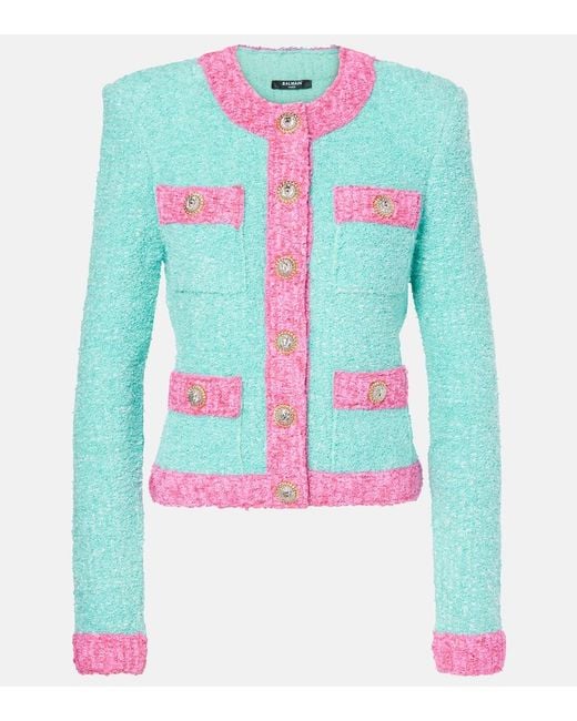 Balmain Green Knitted Blazer