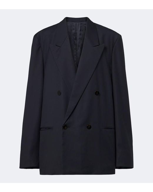Gucci Blue Double-Breasted Oversized Wool Blazer
