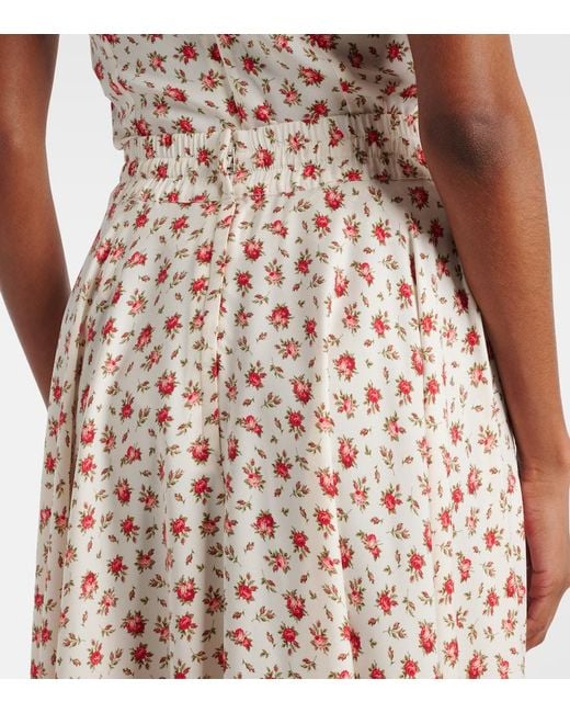 Dolce & Gabbana Pink Floral Silk And Cotton-Blend Charmeuse Top