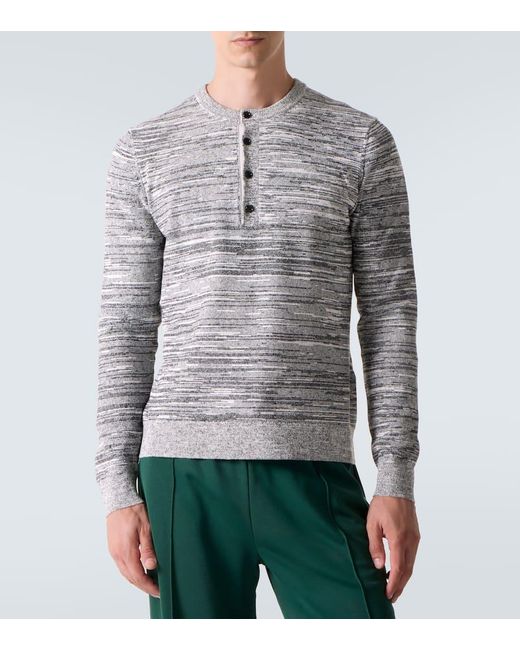 Camiseta Con Botones En Mezcla De Algodon Y Lino J.W. Anderson de hombre de color Gray