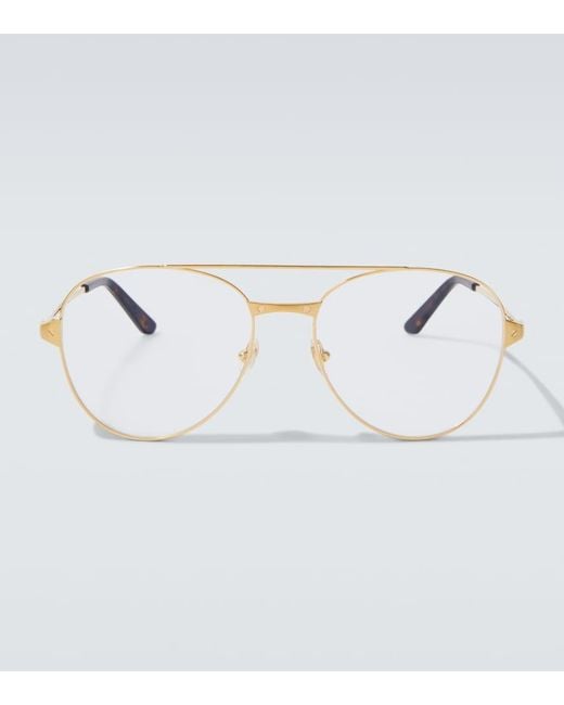 Cartier White Santos De Cartier Aviator Glasses for men