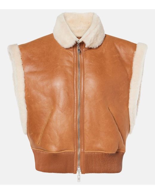 Isabel Marant Brown Edwina Shearling-Trimmed Leather Vest