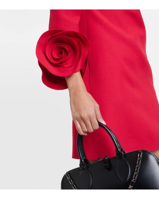 Robe en Crepe Couture a fleurs Valentino en coloris Red