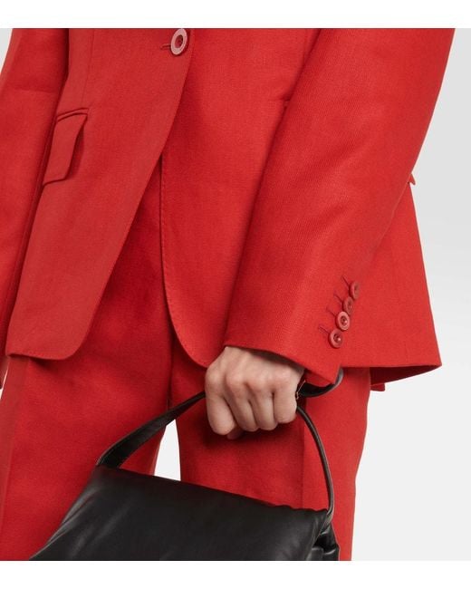 Max Mara Red Alpaca Single-Breasted Linen Blazer