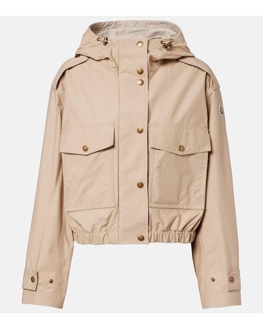 Moncler Natural Carex Cropped Hooded Cotton-Blend Poplin Jacket