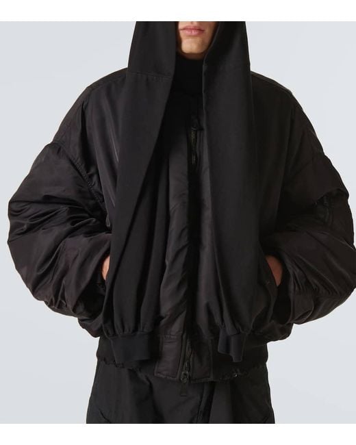 Balenciaga Incognito Hooded Bomber Jacket in Black for Men | Lyst