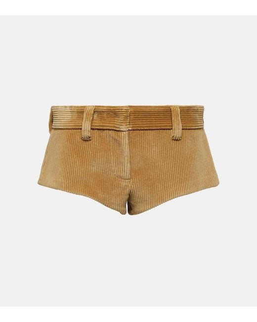 Miu Miu Natural Low-Rise Cotton Corduroy Shorts