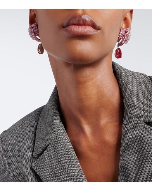Magda Butrym Pink Crystal-Embellished Drop Earrings