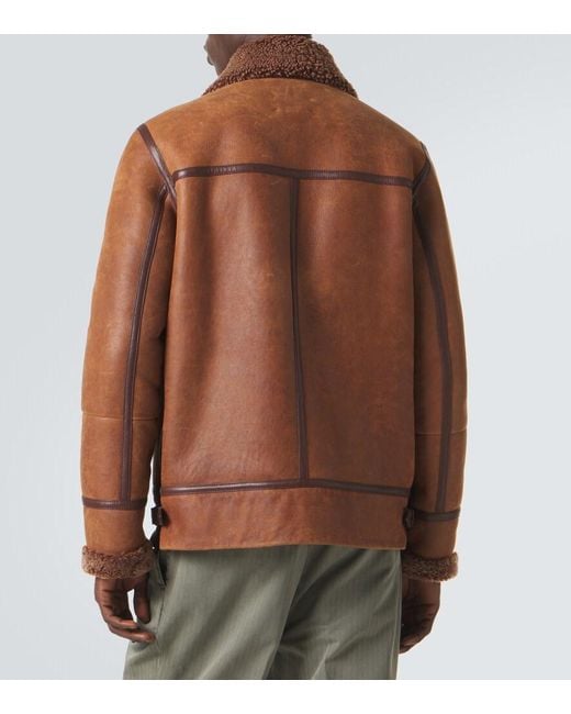 Brunello Cucinelli Brown Shearling-Lined Leather Jacket for men