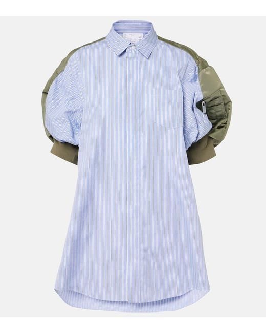 Sacai Blue Striped Cotton Poplin Shirt