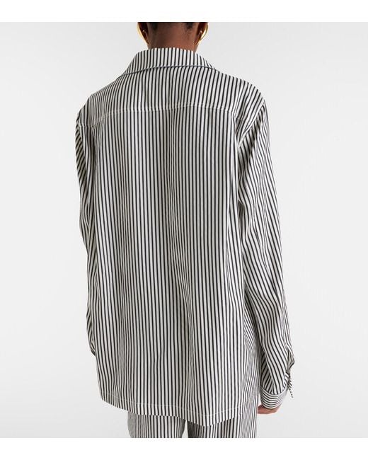Tom Ford Gray Striped Oversized Silk Shirt