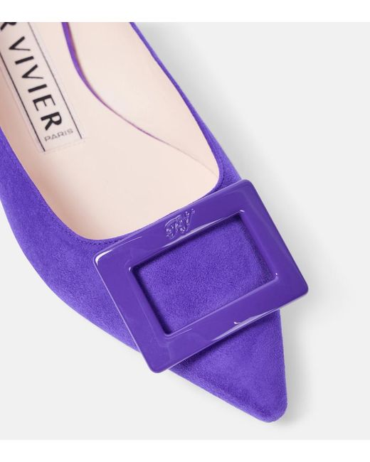 Roger Vivier Purple Gommettine Suede Ballet Flats