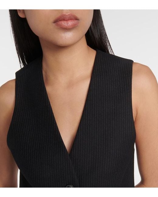 Nili Lotan Black Ismael Pinstriped Wool-Twill Vest