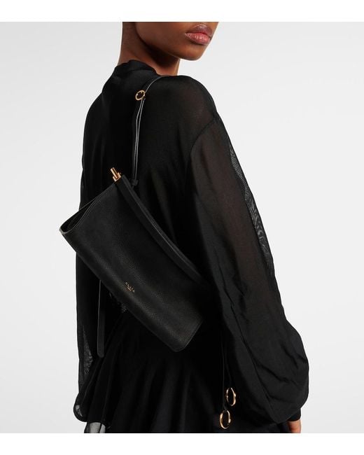 Alaïa Black Click E/W Small Textured-Nubuck Shoulder Bag