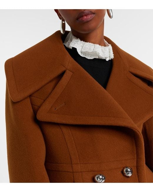 Patou Brown Cropped Wool-Blend Jacket