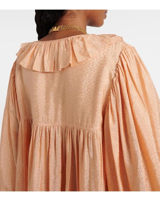 Chloé Orange Ruffled Jacquard Minidress