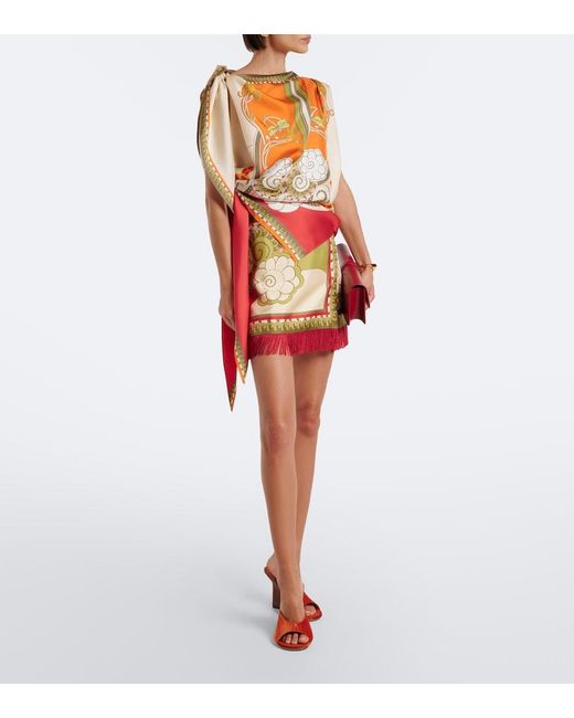 LaDoubleJ White Full-On Printed Silk Twill Top