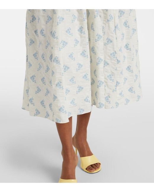 Markarian White Maeve Floral Cotton-Blend Midi Dress