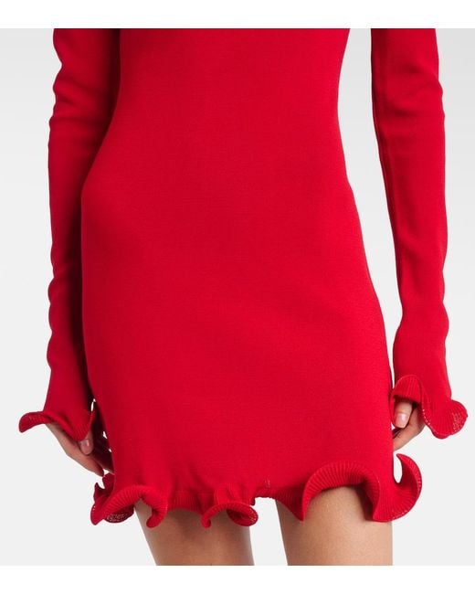 SAME Red Ruffled Knitted Minidress
