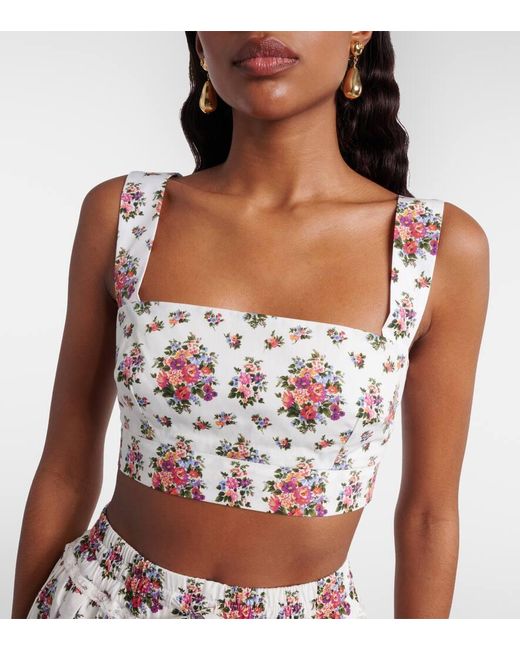 Top Raccourci En Coton A Fleurs Dolce & Gabbana en coloris White