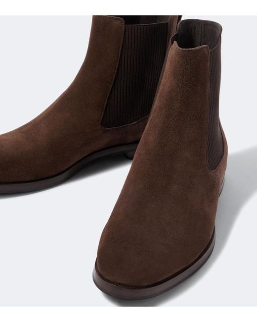Manolo Blahnik Brown Sempione Suede Chelsea Boots for men