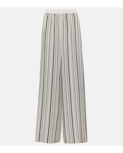 Joseph White Hulin Striped Silk Crepe Wide-leg Pants